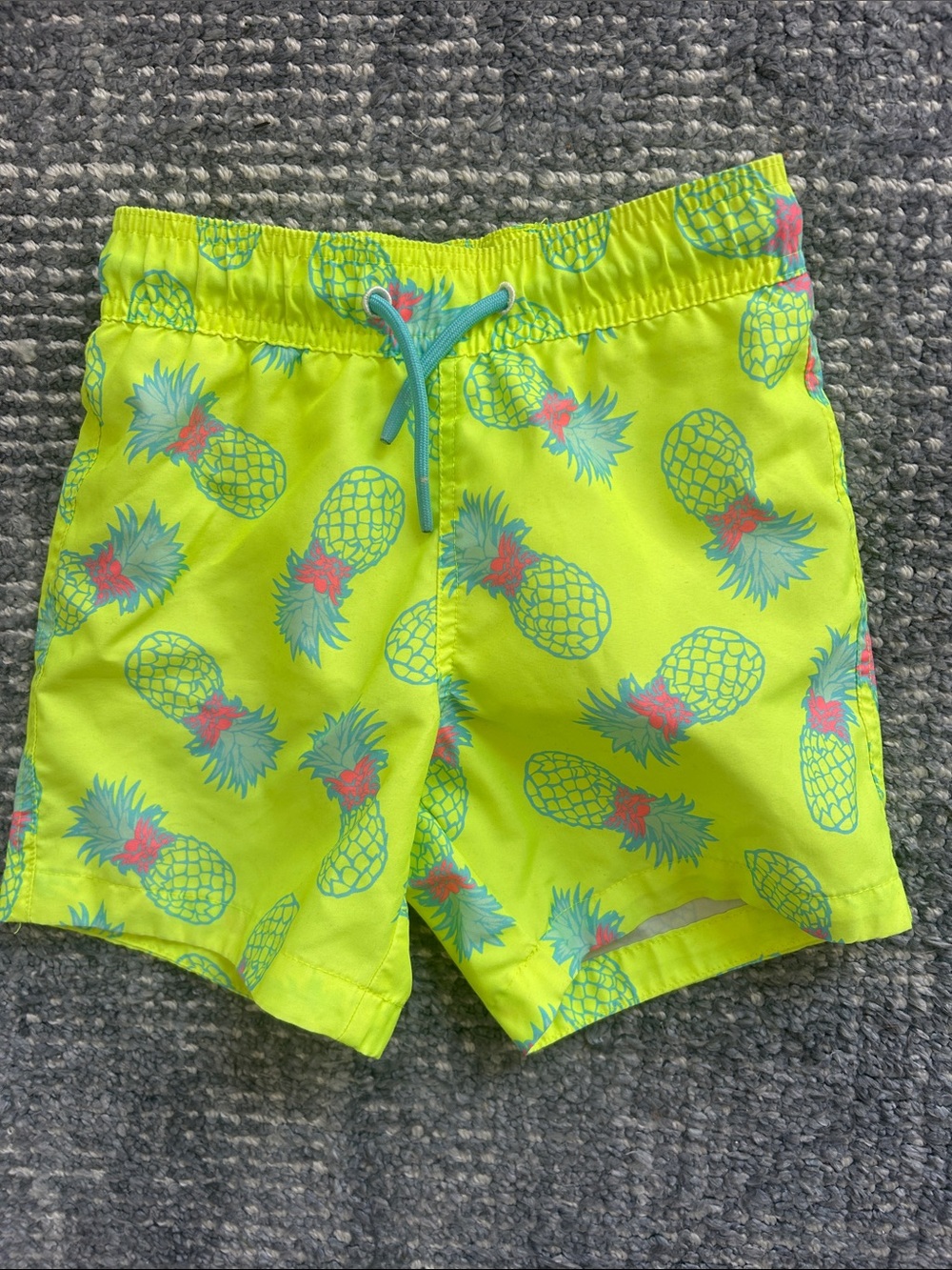 Kids Pineapple Print Swim Shorts - Neon Yellow 6/7
